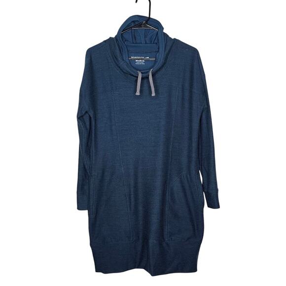 Toad and co Blue hooded sweater dress cowl neck long sleeve pockets size Medium - Picture 1 of 5